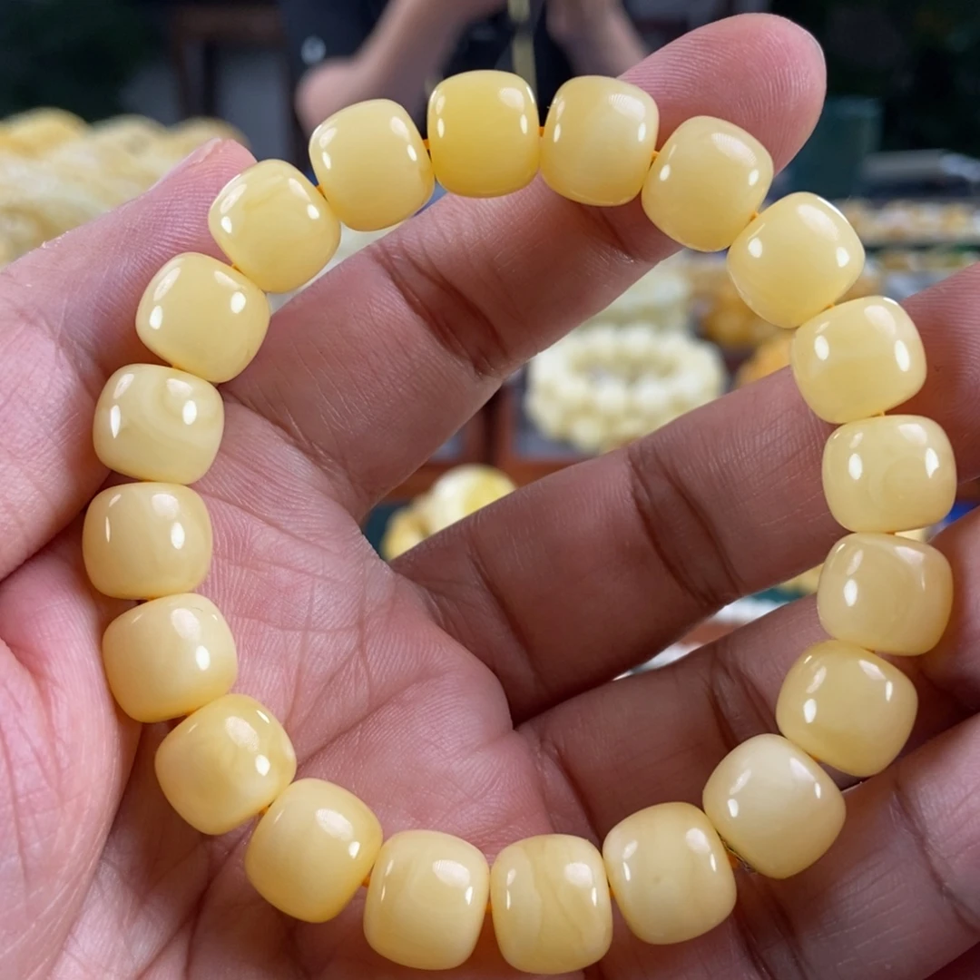 琥珀未镶嵌珠宝奇石11+浓蜡老型手串17.4