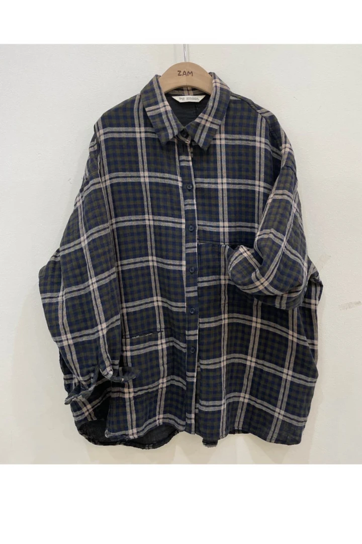 韩国正品/不支持退换/眼镜姐姐/格子大版衬衣/0120