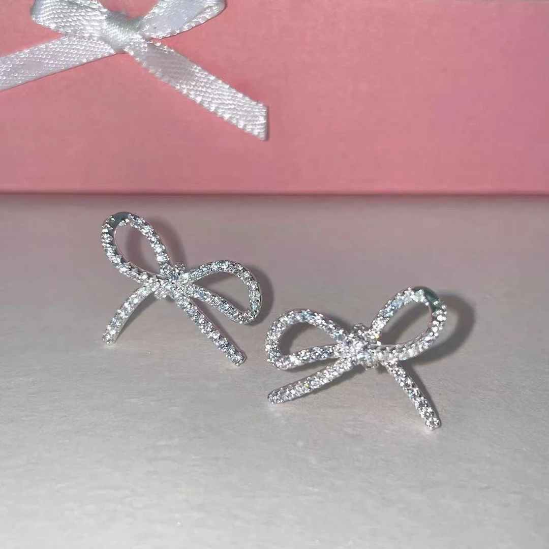 合金耳饰 BIBI【蝴蝶结满镶】耳钉EH016