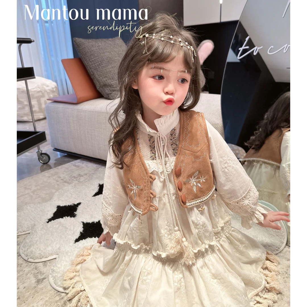 【馒头家】【新款】波西米亚度假民族风连衣裙春秋季女童部落精致百搭