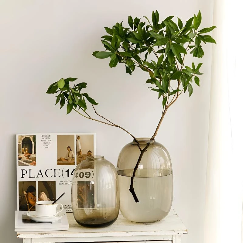 网红轻奢喜悦玻璃花瓶浪漫卧室简约办公室ins插花锤纹家居生活