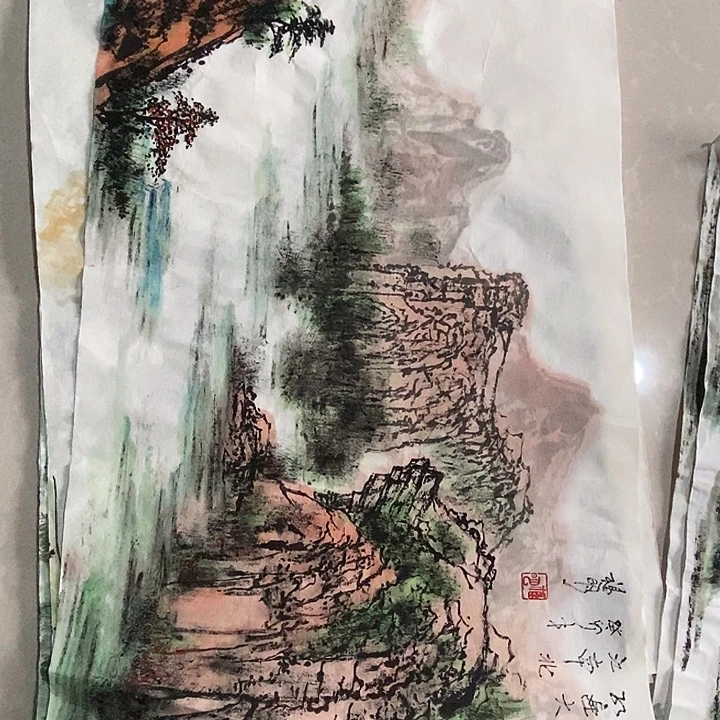 国画董福明四尺三开山水