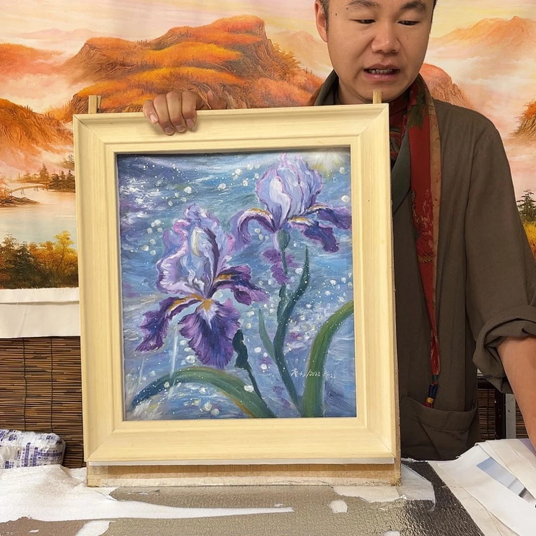 油画行路人小院绘画作品竞拍
