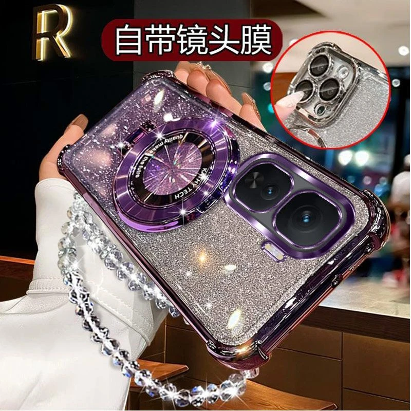 气囊防摔iQOOneo11手机壳V2520A高质量镜头全包闪粉CD支架轻奢女