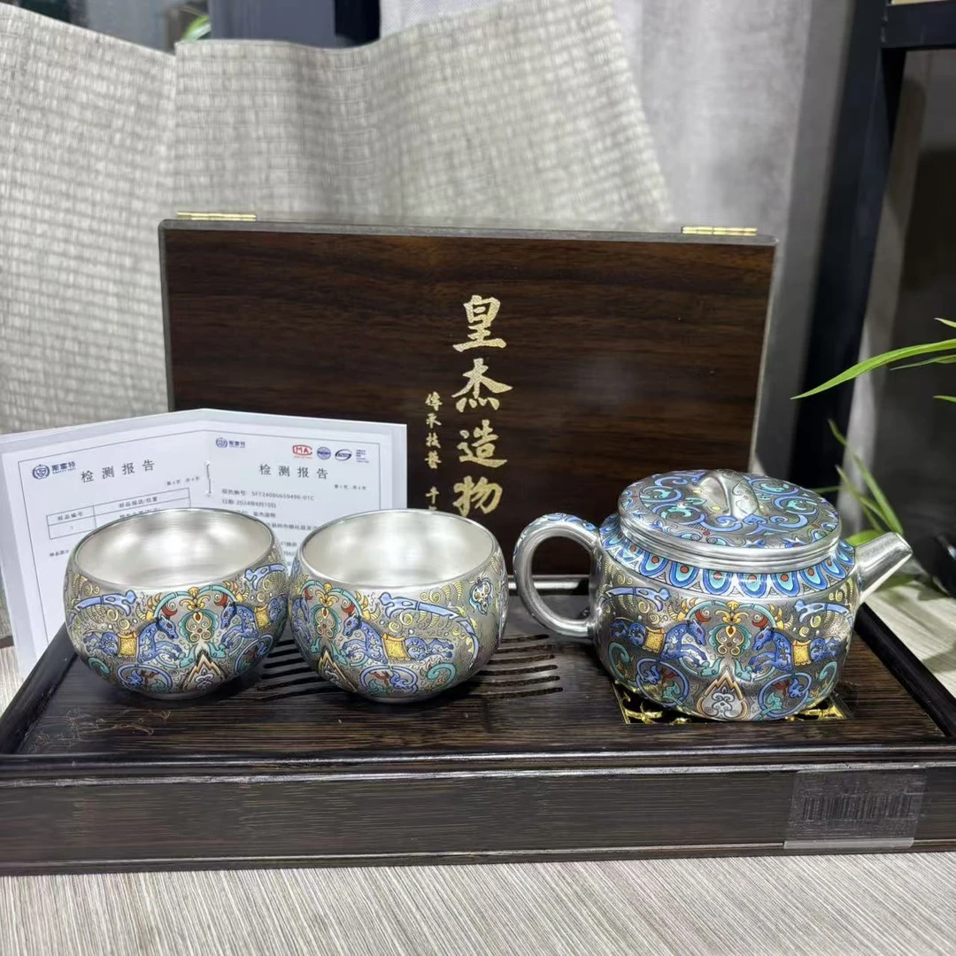 马到成功鎏银泡茶具套组加茶盘6243+jz120