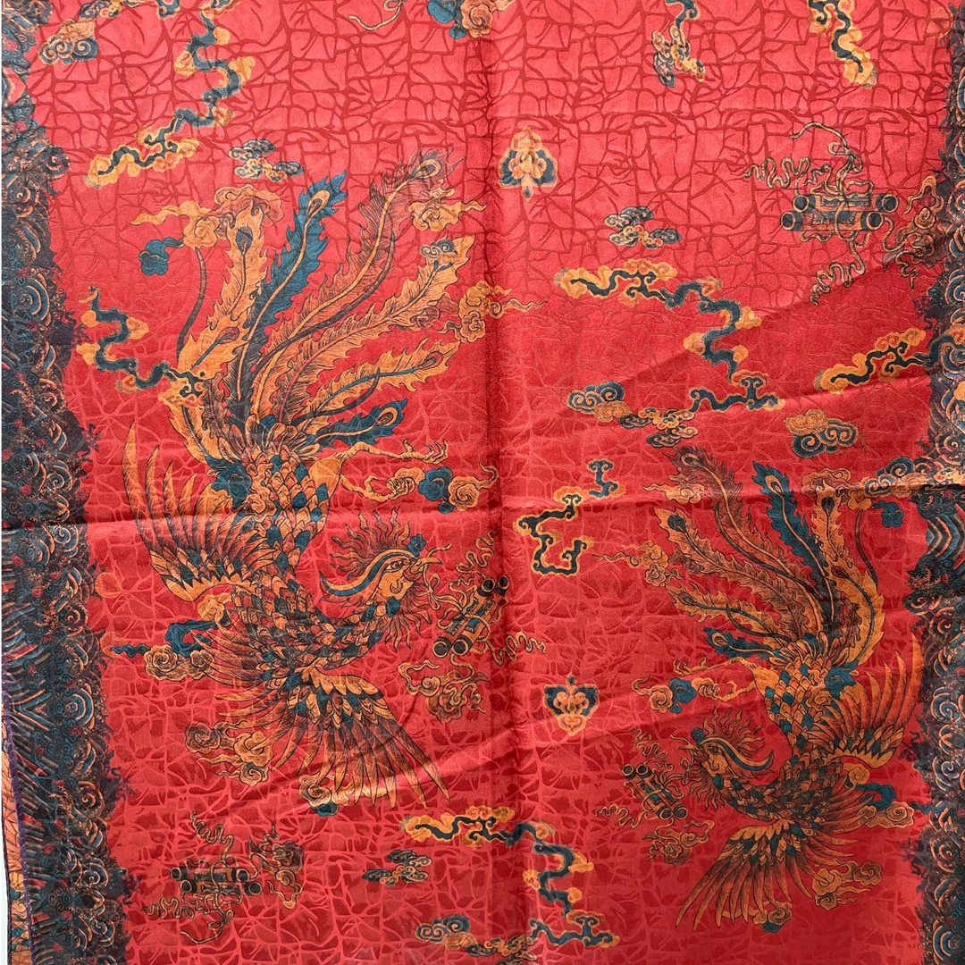 #008  鸾凤和鸣  双面双色龙鳞纹复古气质百搭70*180丝巾