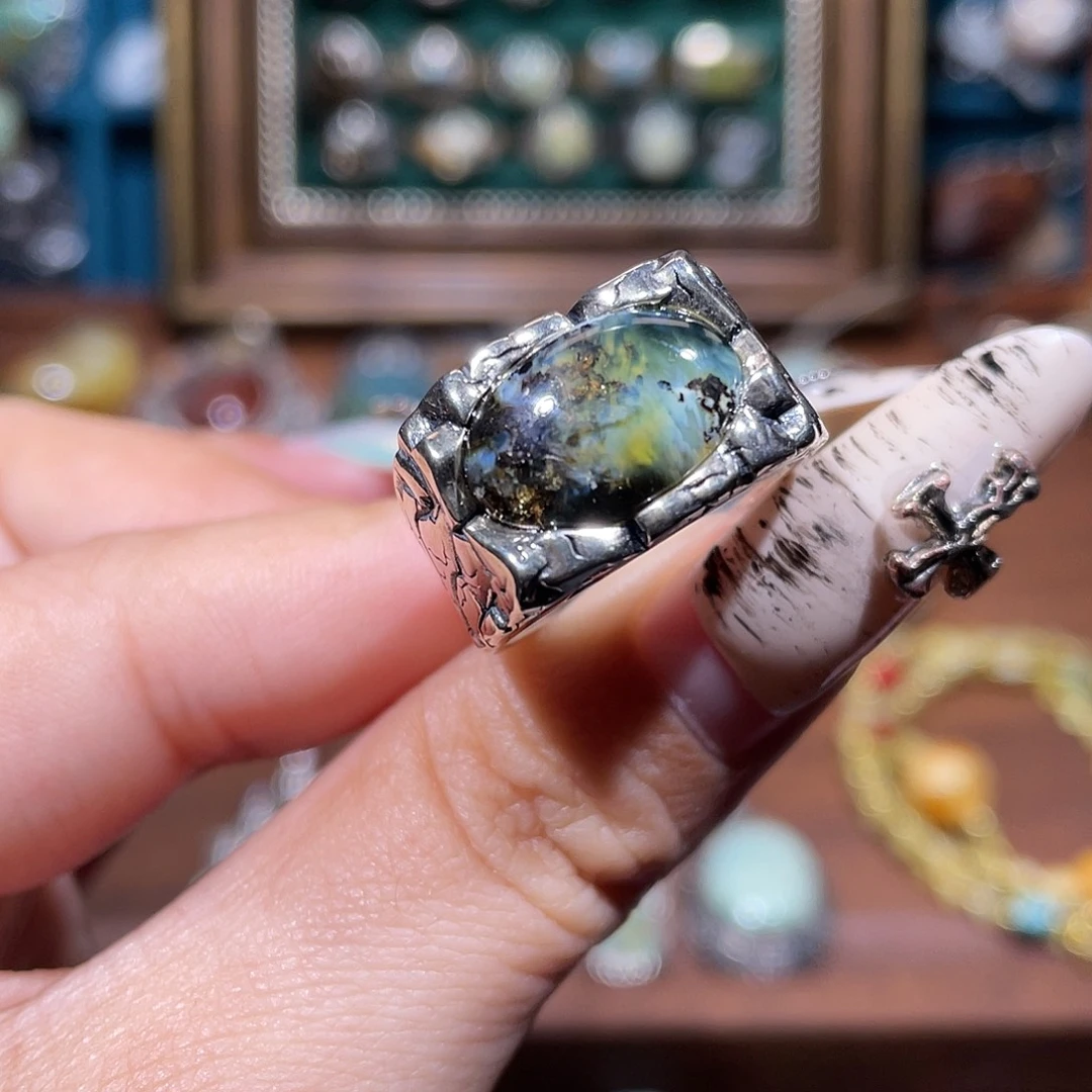 卖***-琥珀银S925镶嵌戒指戒指