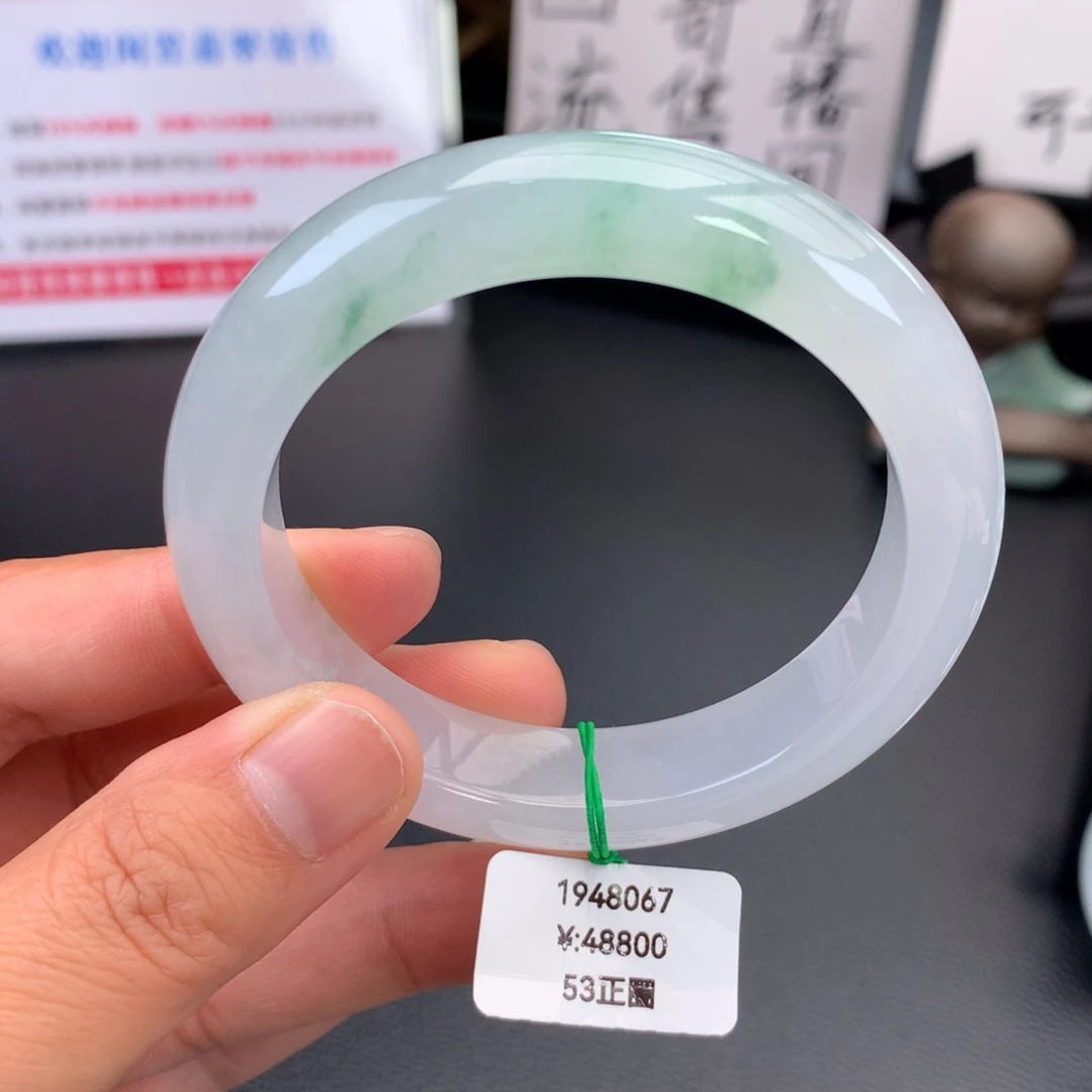 翡翠未镶嵌手镯【一手】冰胶飘绿花