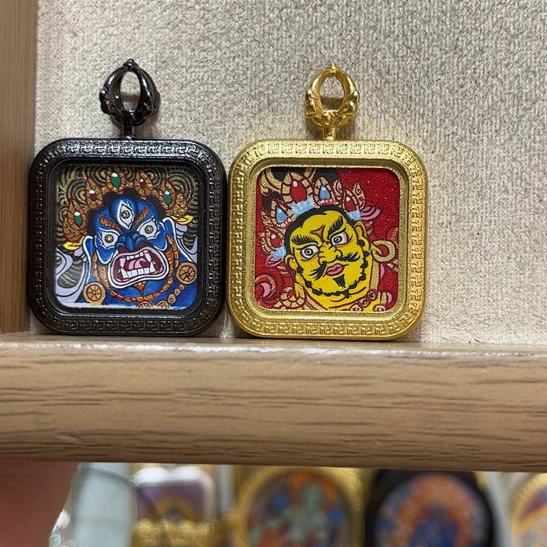 纯手绘唐卡2.2黄财神双面