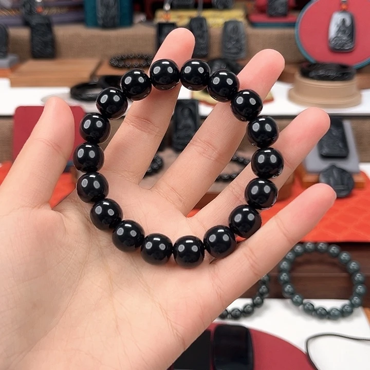 和田玉未镶嵌手链卡12精工老型珠羊脂级98墨