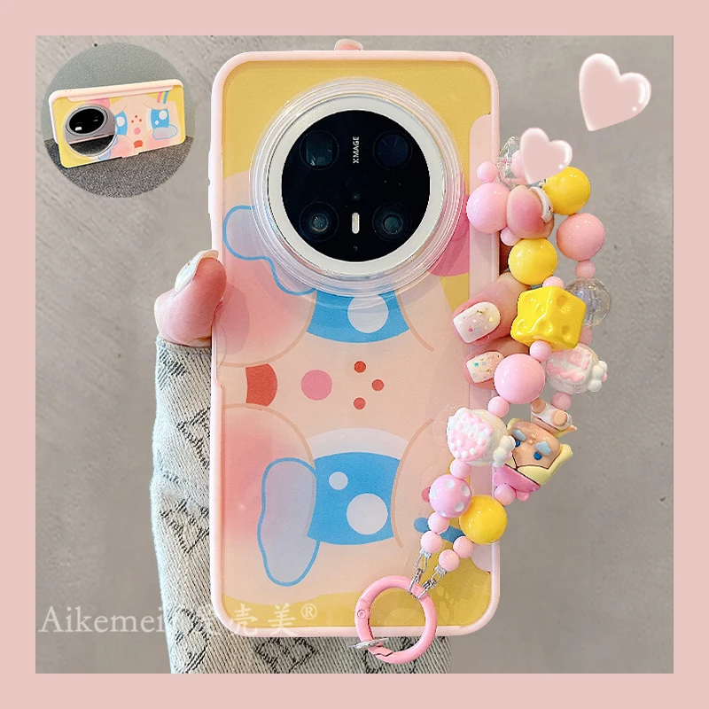 适用华为mate70pro+手机壳横版黄发哭娃Mate60pro+翻盖隐形支架女