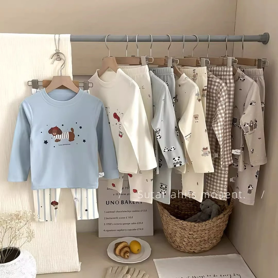 女童秋装家居服春秋季新款时尚男童睡衣套装洋气宝宝秋衣裤两件套