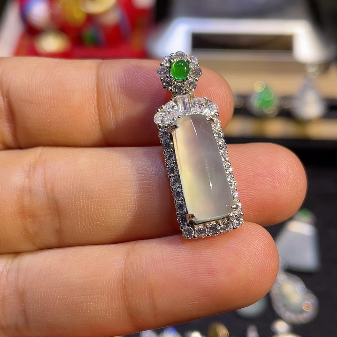 翡翠银S925镶嵌吊坠(不含链)