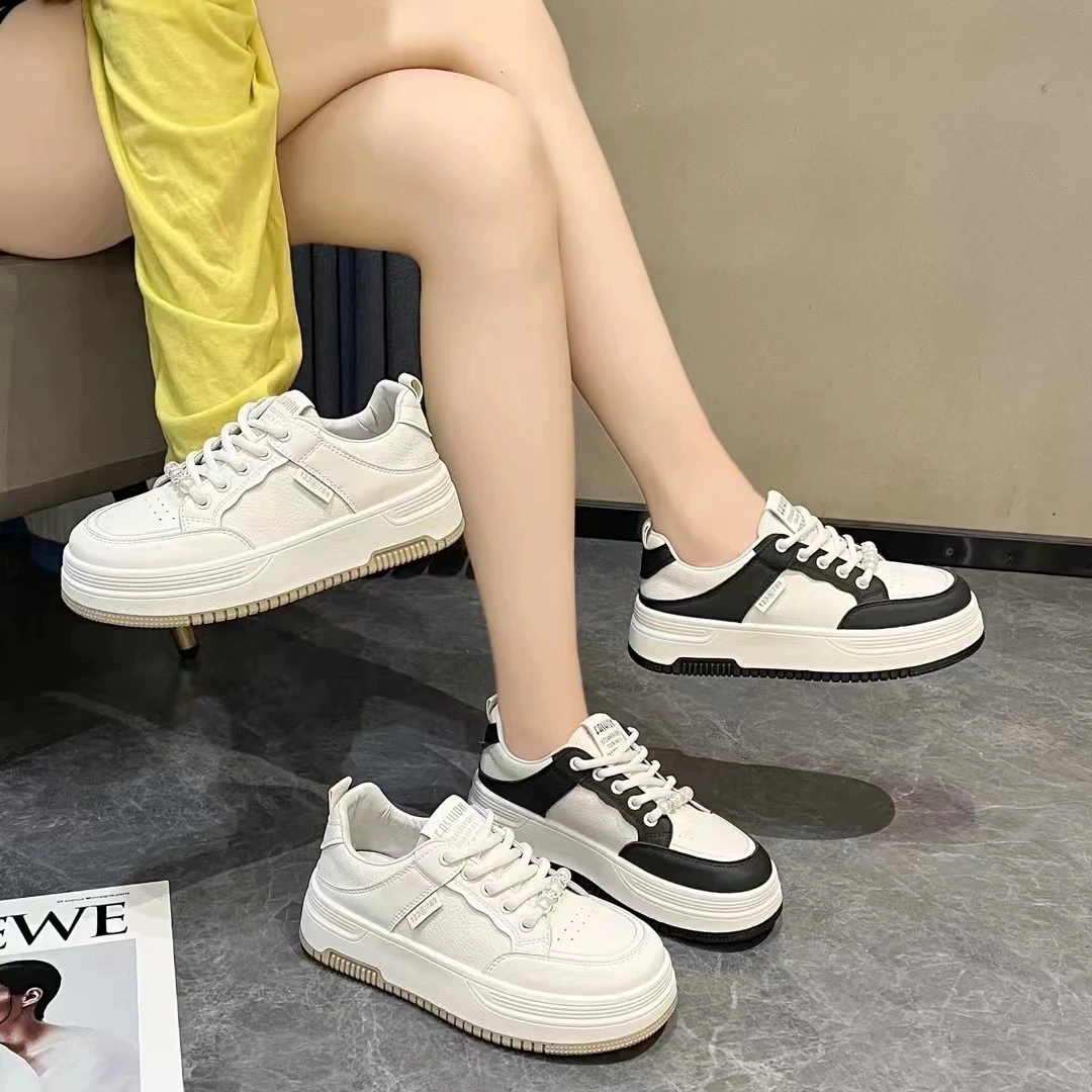 7120货号拼色小白鞋女款黑白熊猫鞋厚底百搭休闲学生鞋潮流舒适