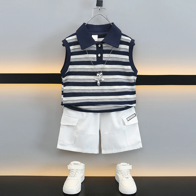 男童夏背心套2025新款夏季痞帅无袖两件套宝宝夏天衣服潮