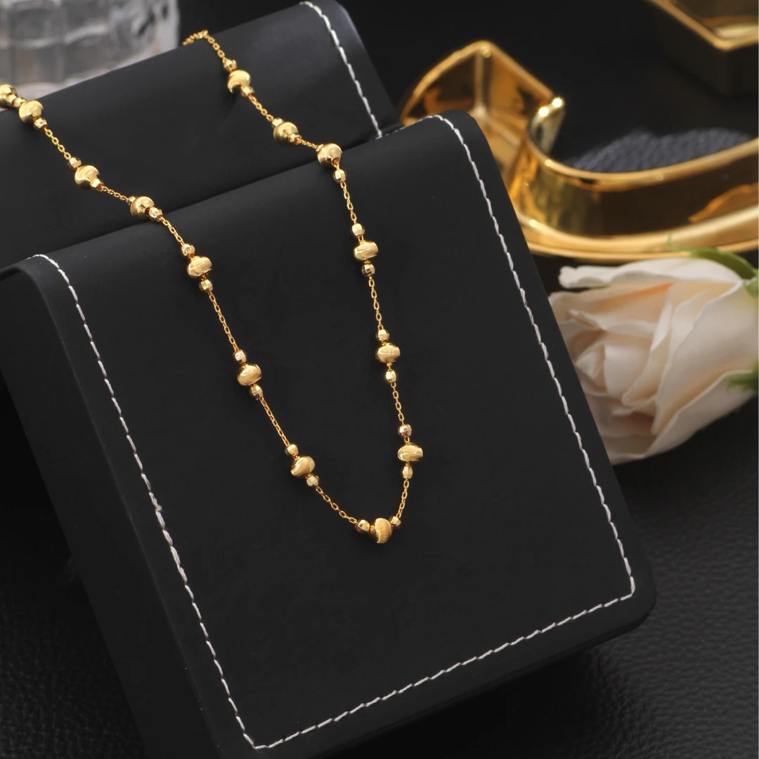 铜合金项链 《货号8854》拉丝金豆豆隔珠项链