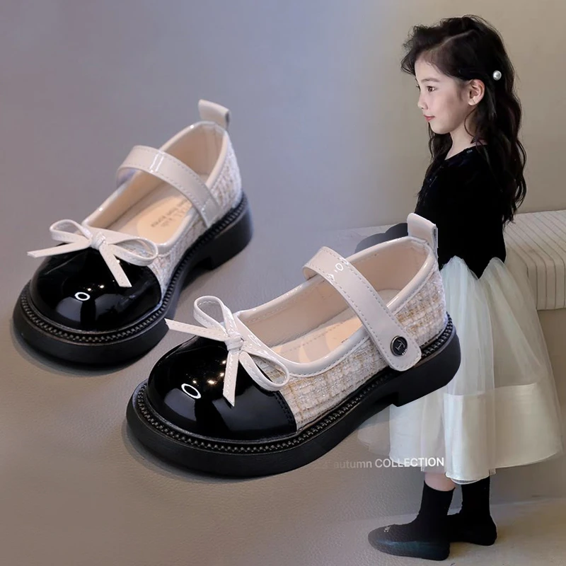 女童小香风单鞋2025年秋季新款女孩浅口小皮鞋儿童软底公主鞋韩版
