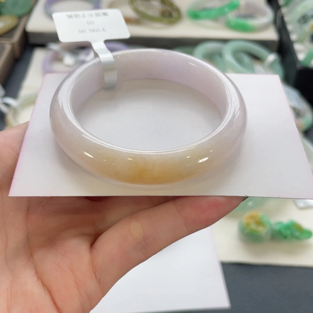 翡翠未镶嵌手镯9号55纹裂