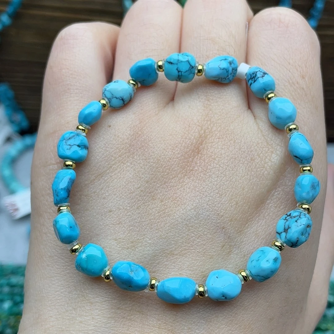 绿松石未镶嵌珠宝奇石高瓷蓝随行单圈