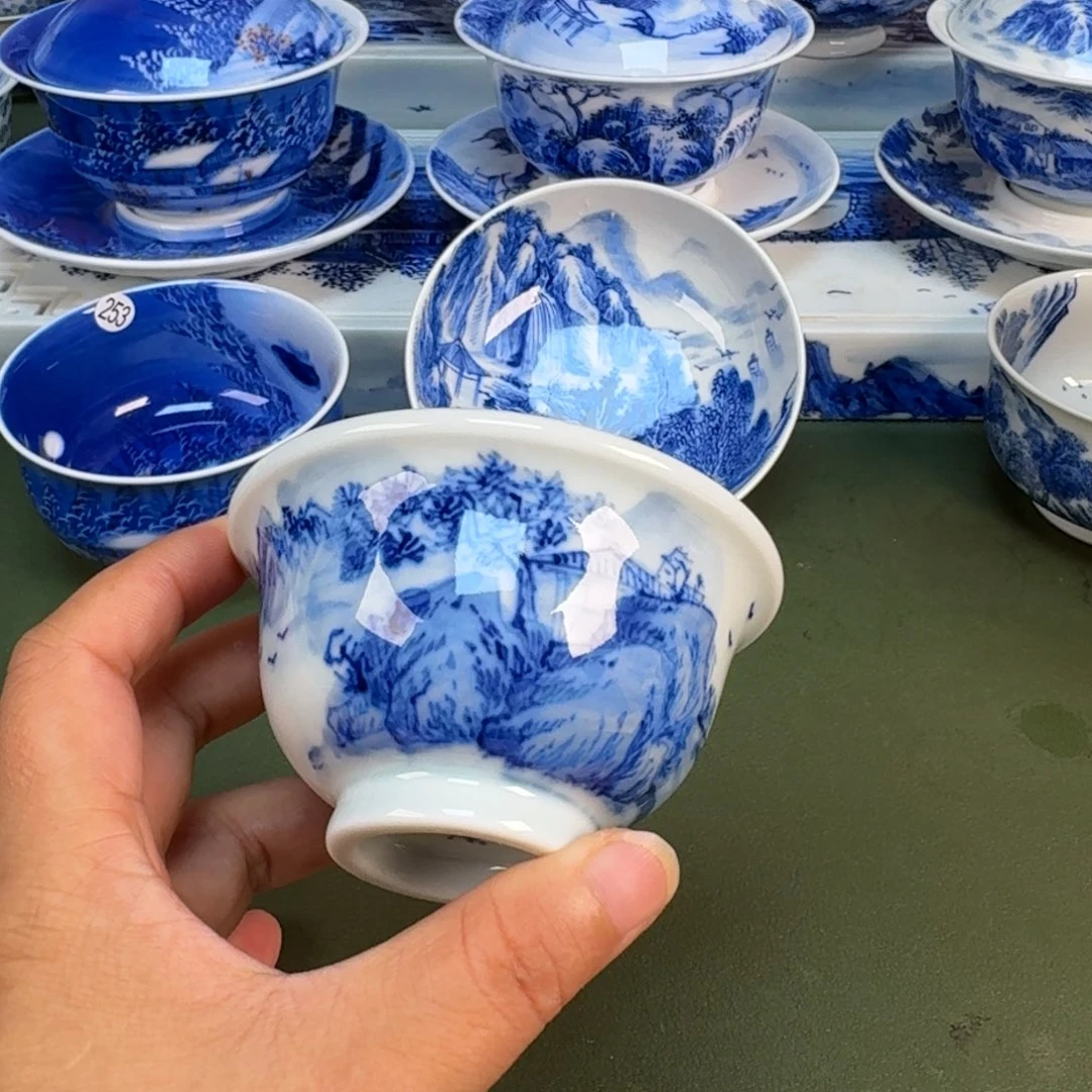 景德镇纯水绘茶具圆圆255