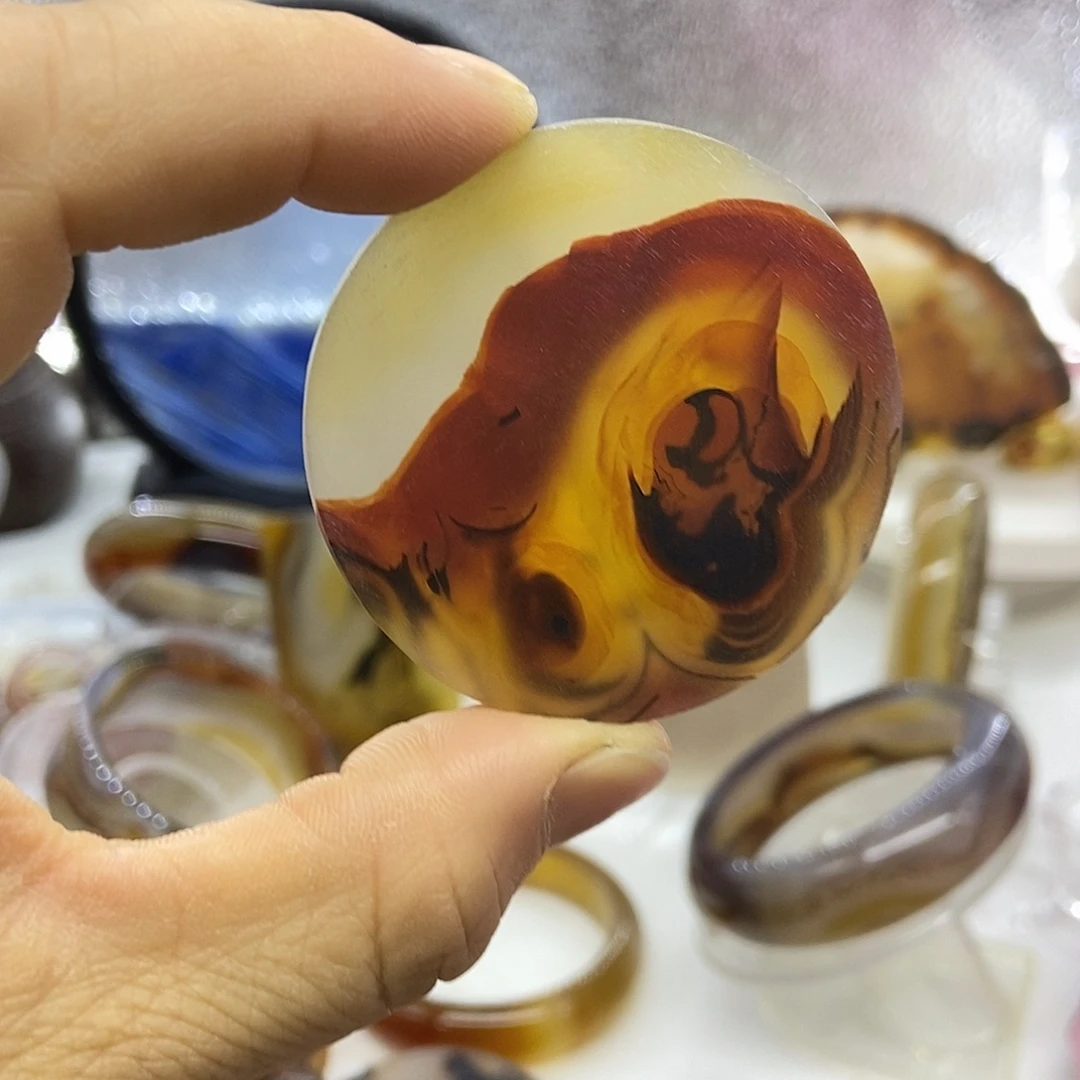 定制玛瑙巴玉玛瑙象形花牌