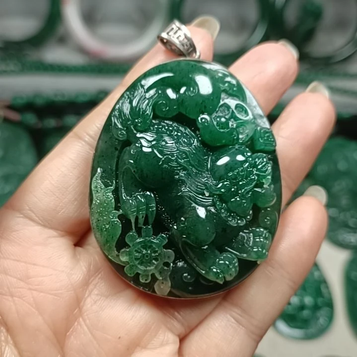 独山玉貔貅银S925镀金镶嵌