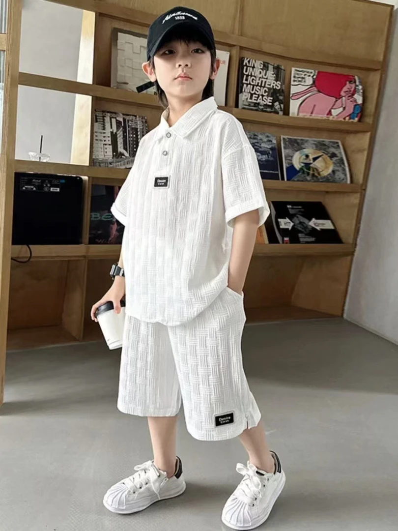 男童POLO短袖套装2025儿童夏季休闲新款洋气夏装两件套