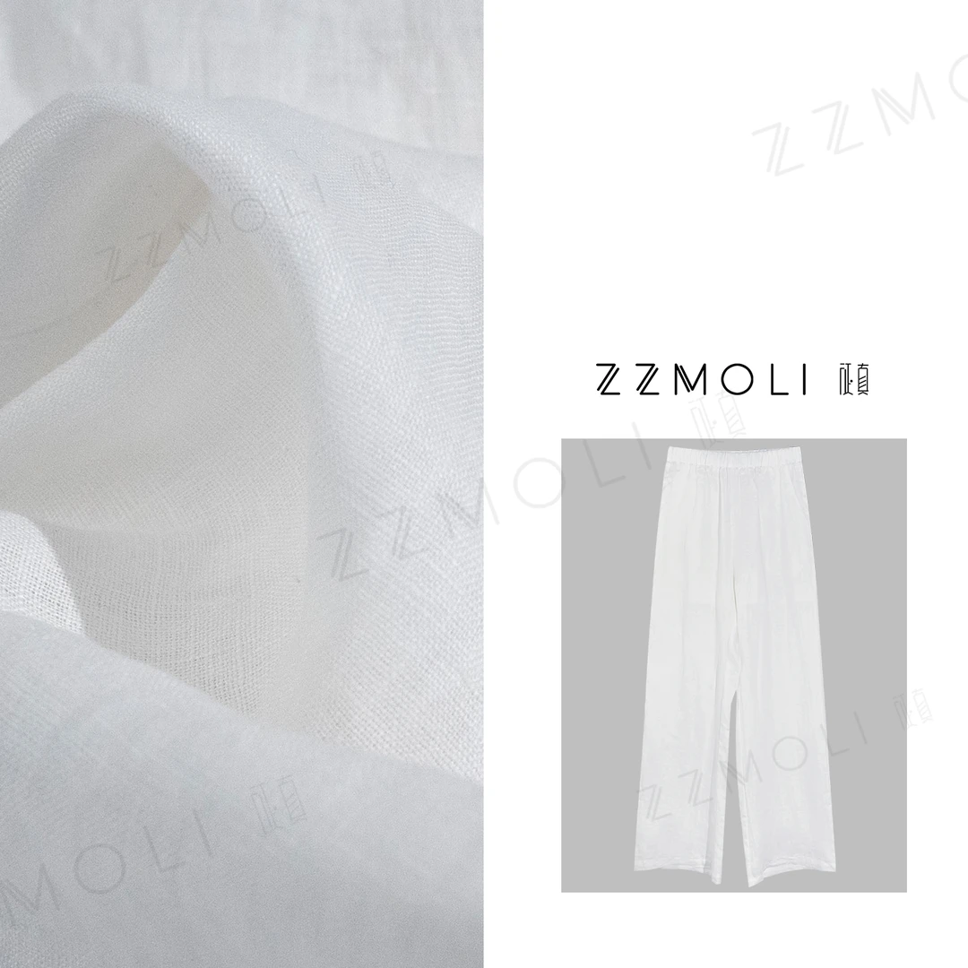 ZZMOLI夏季百搭薄款亚麻裤子女款轻奢休闲窄版微喇阔腿裤ZBK90065