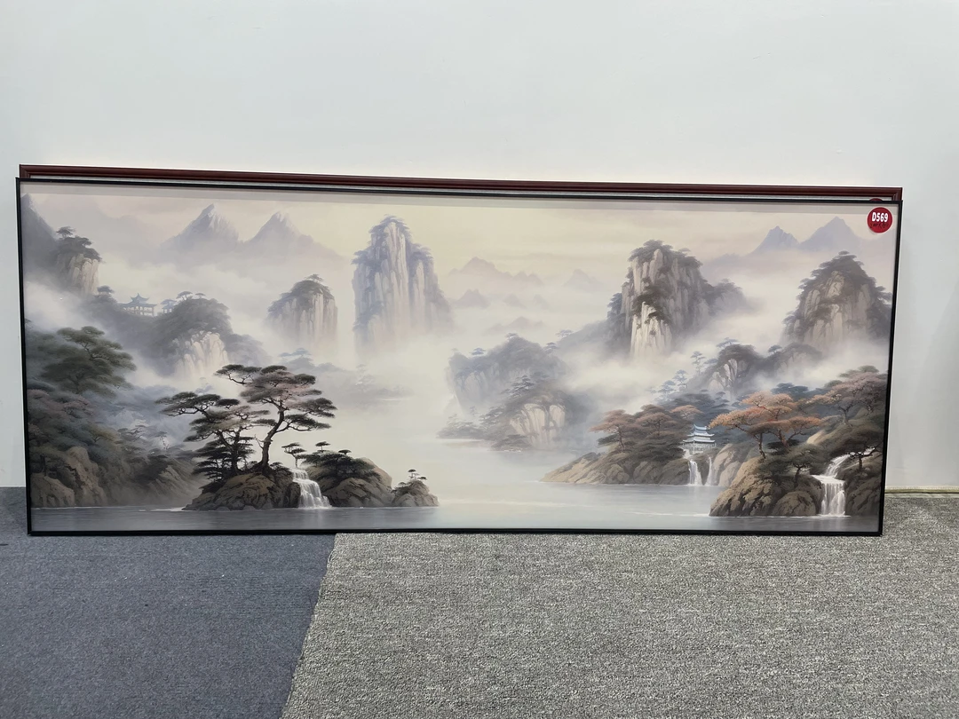 D469新中式200x80cm山水画客厅装饰画沙发背景墙挂画
