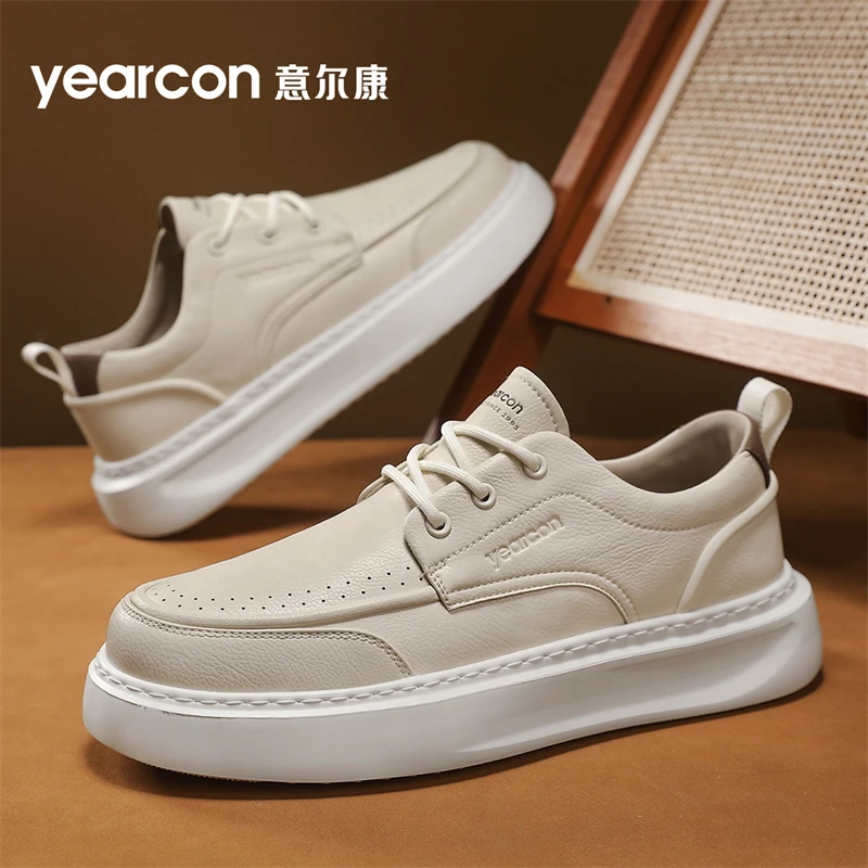 意尔康板鞋男鞋2025新款春秋夏季潮流百搭透气休闲皮鞋男士小白鞋