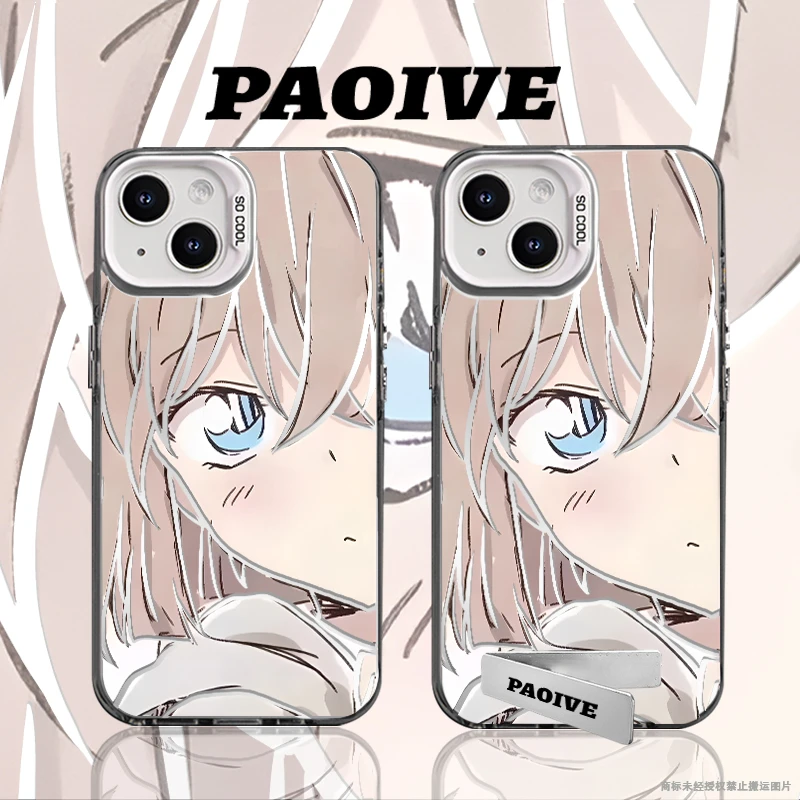 适用苹果华为vivo一加iPhone小米三星灰原哀防摔彩银手机壳