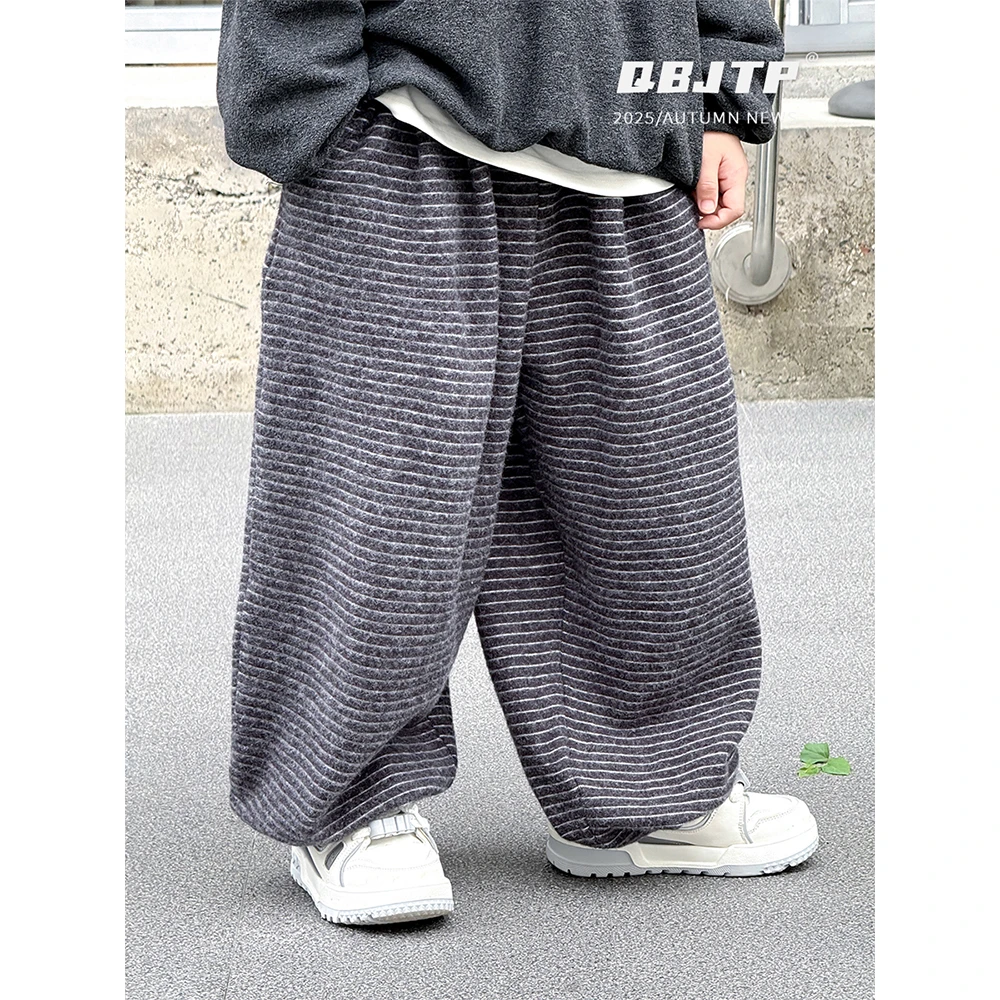 Q宝家童品9月新款男童卫裤秋冬儿童百搭裤子中大童时尚条纹运动裤
