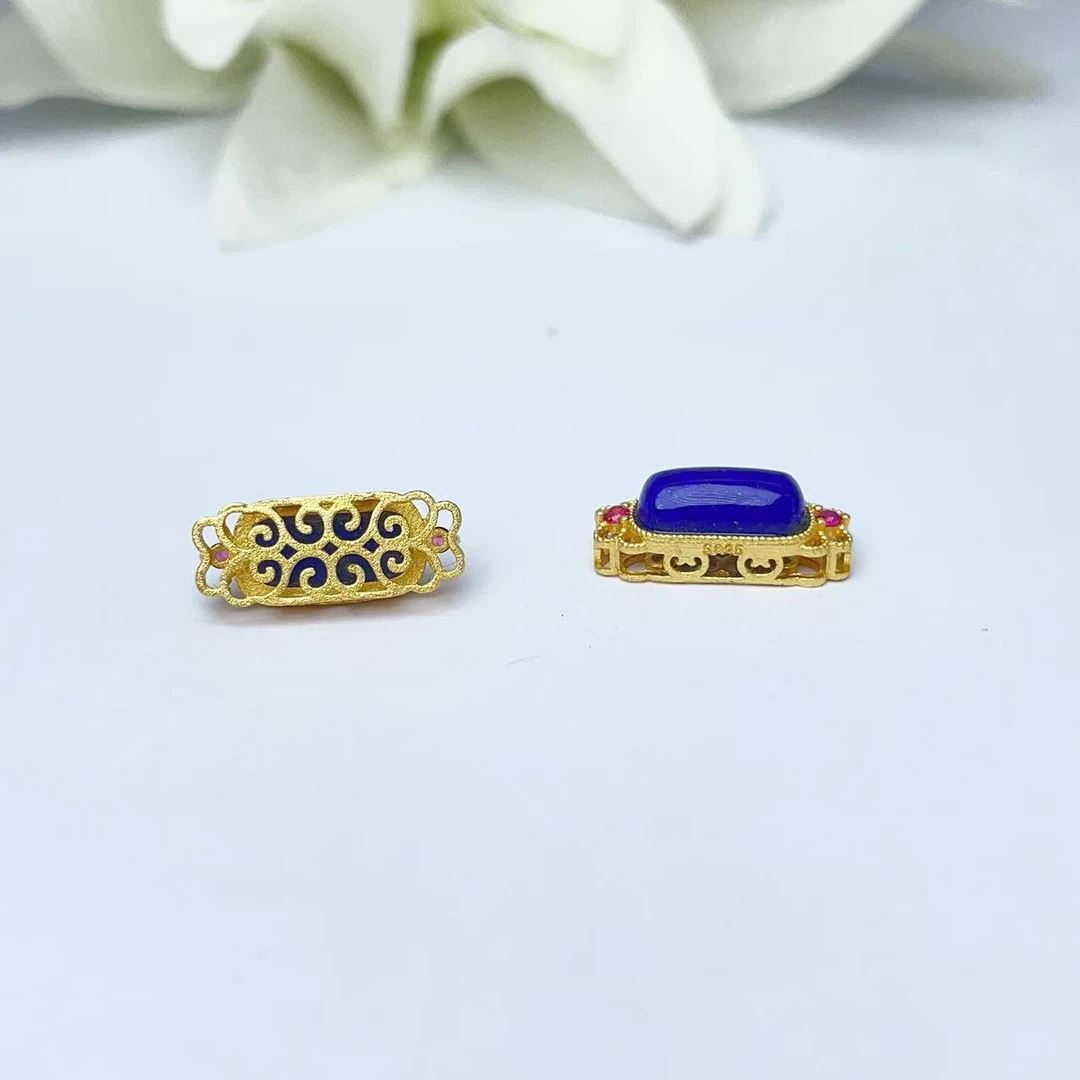 【萌宝饰品】B803 天然青金石马鞍通孔花边款DIY简约百搭配件15*6mm