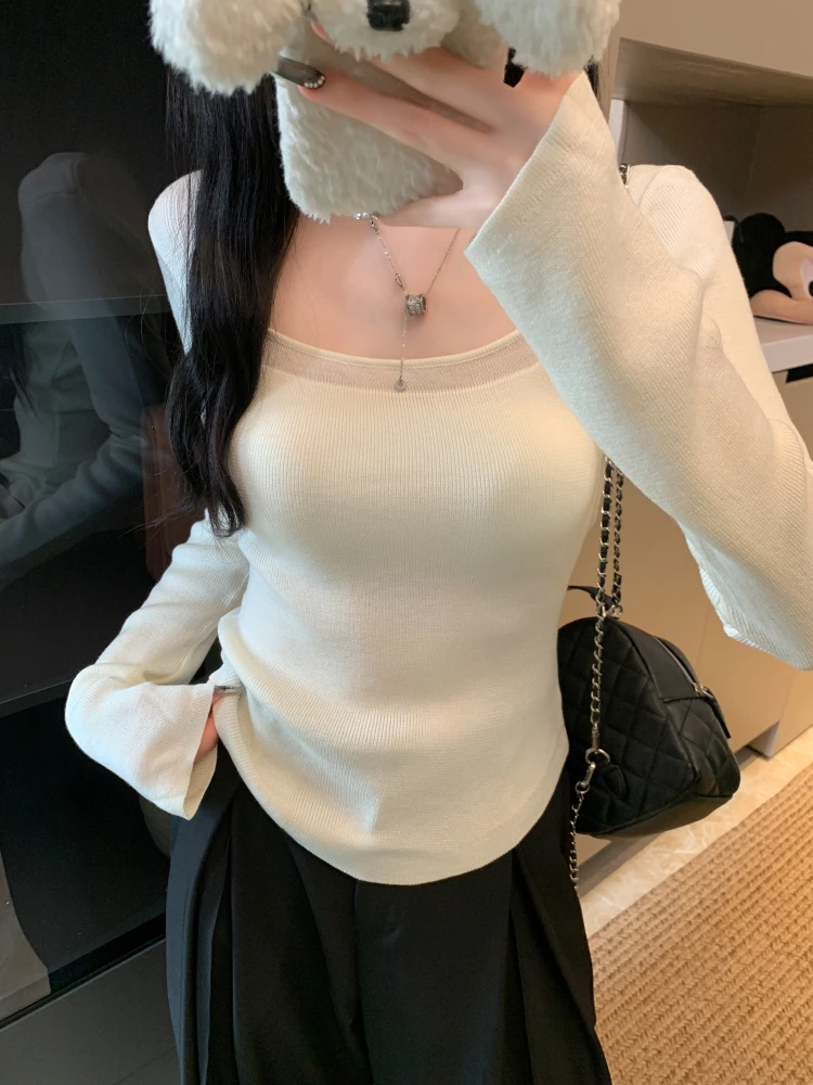 【运补6-10】胖MM大码女装秋长袖毛衣韩版镂空修身显瘦打底针织衫