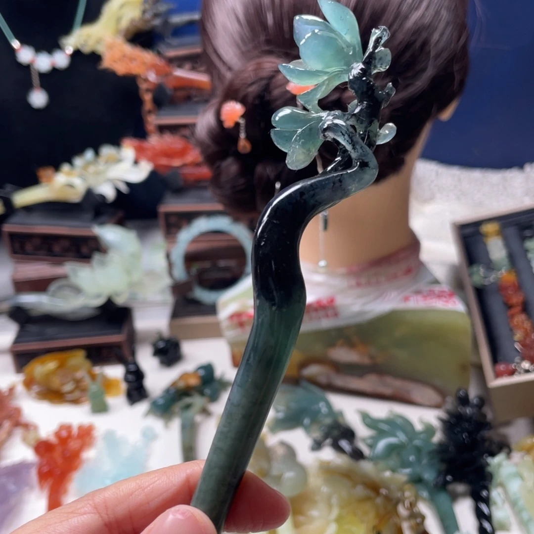 【闪购商品】蛇纹石玉未镶嵌发饰沐*晴