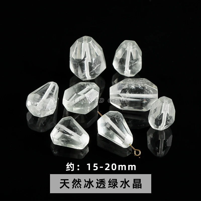 【配件】天然冰透绿水晶随形珠多样性发一