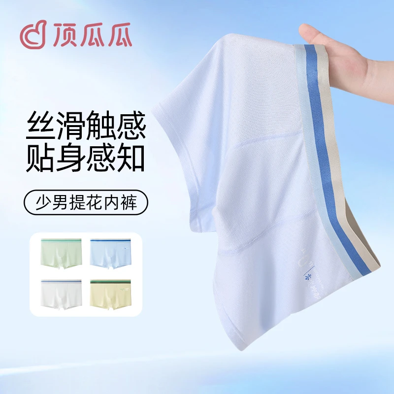 顶瓜瓜青少年内裤龙纹提花冰丝透气贴身网孔初高中生发育期男童