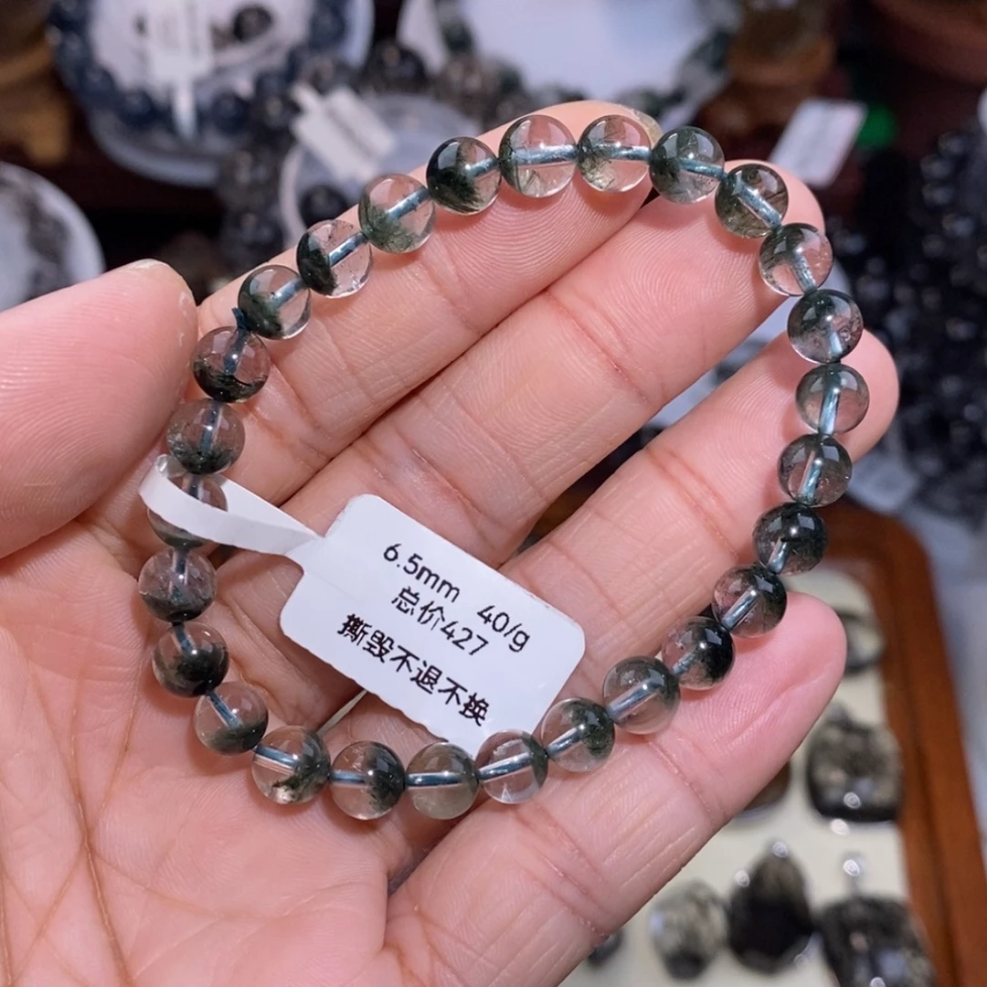 未镶嵌手链水晶绿幽灵6.5mm全透体