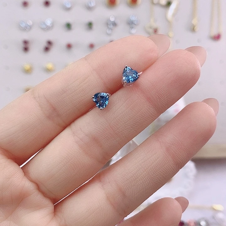 托帕石耳饰银S925镶嵌