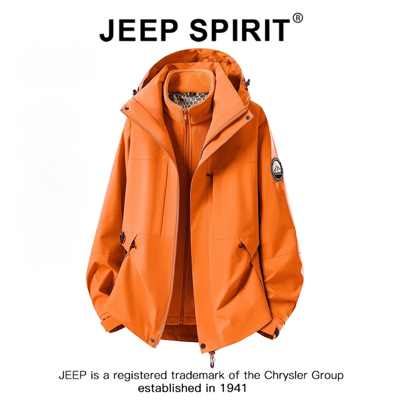 JEEPSPIRIT吉普冲锋衣三合一小个子超好看户外防水登山外套25新款