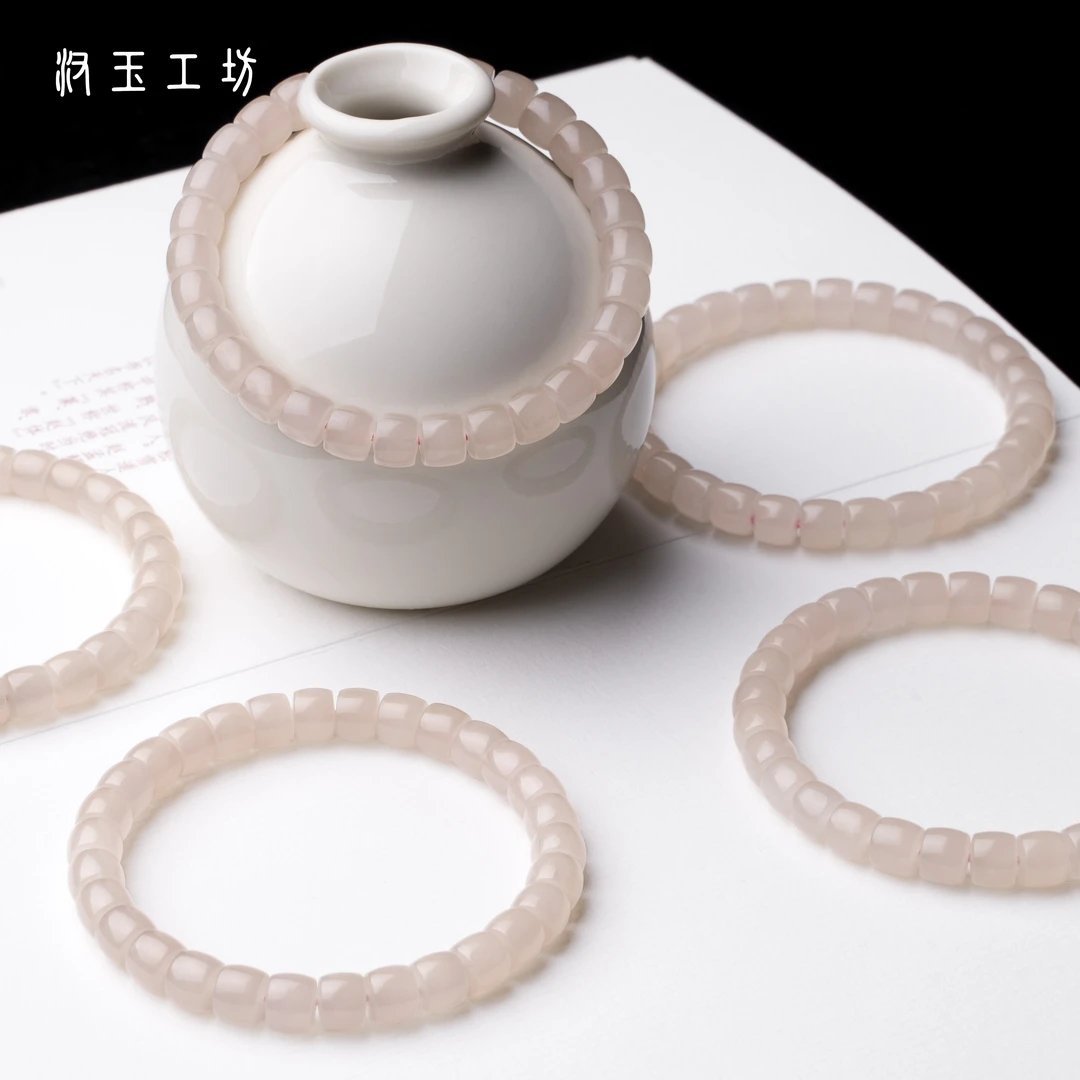 汉玉工坊  芳兮|新人福利 藕粉直切手串 天然和田玉 多样性发一