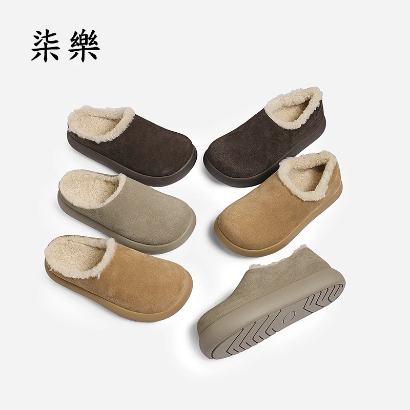 百搭增高厚底轻便勃肯鞋小土豆女款皮毛一体棉鞋防滑保暖雪地靴子