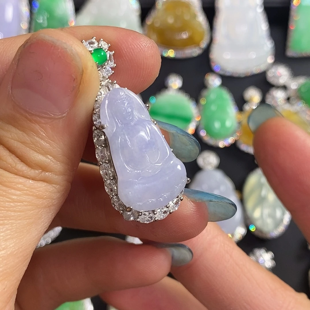 翡翠银S925镶嵌颈饰天然翡翠