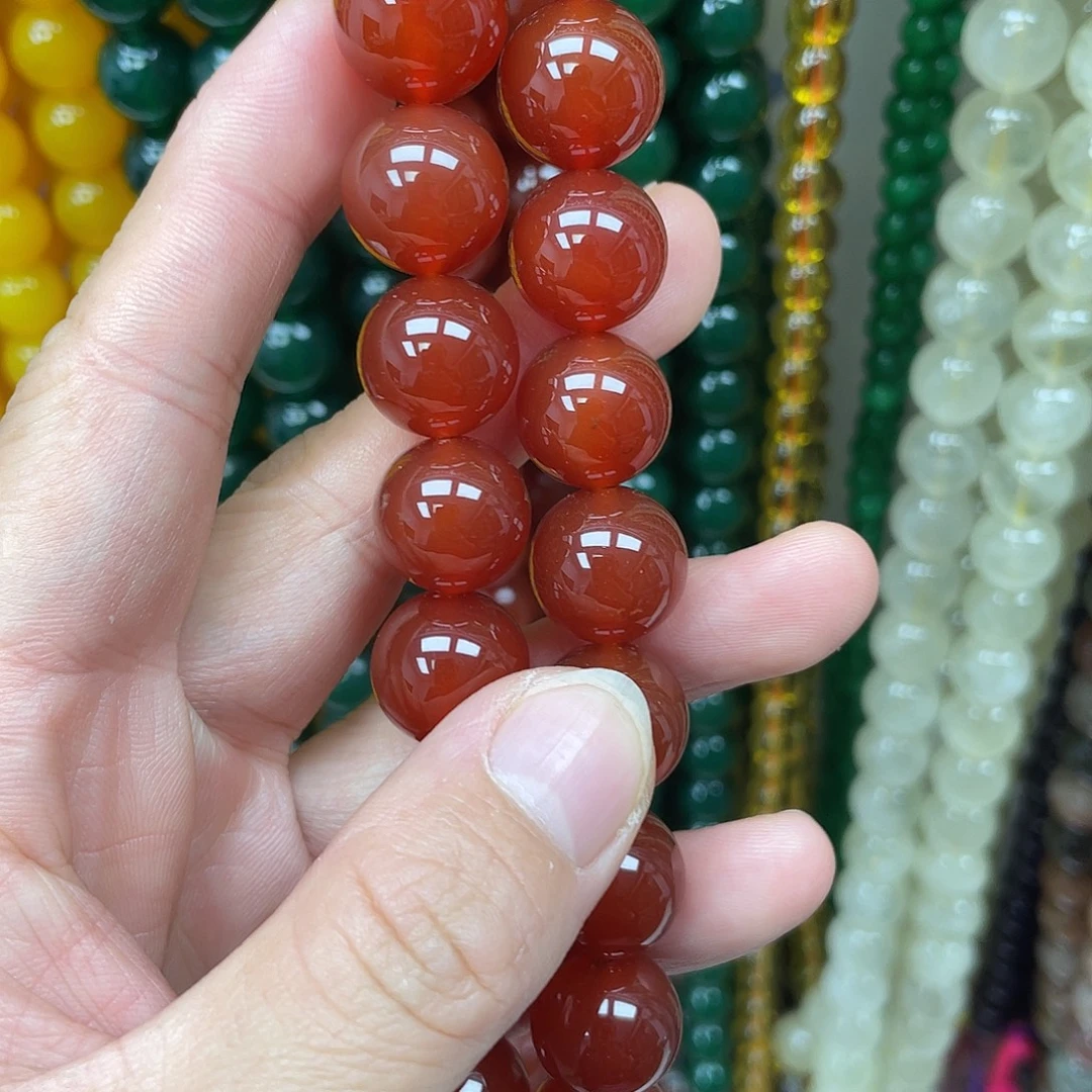 玛瑙/玉髓未镶嵌半成品红玛瑙14m散珠