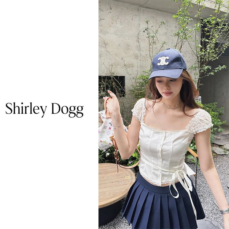 汤元家sd 收腰绑带短袖衬衫