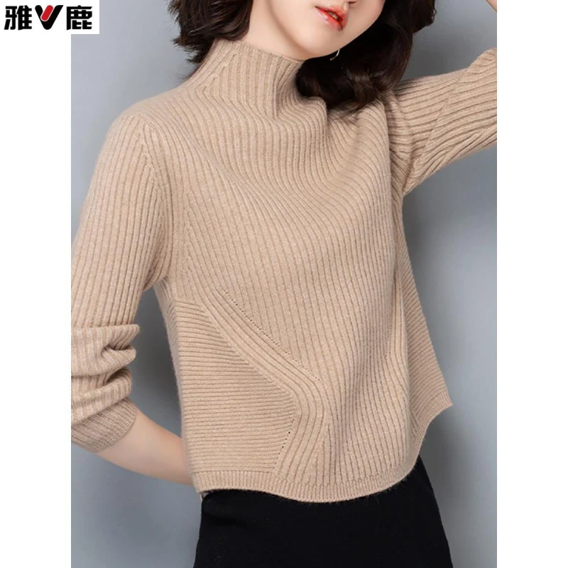 雅鹿短款毛衣女款2025新款小个子内搭可外穿洋气针织衫宽松羊毛打