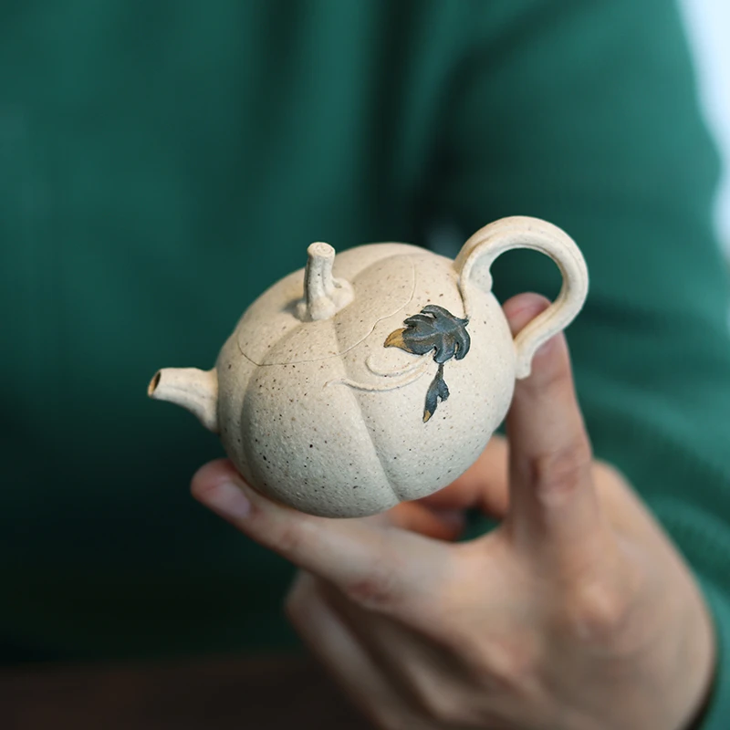 宜兴紫砂壶 原矿紫泥 迷你小南瓜85cc 手工 小容量茶壶 仿生茶器