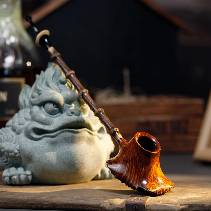 紫竹石楠木斗 火山造型  纹路清晰，底部瘤皮 紫竹斗杆