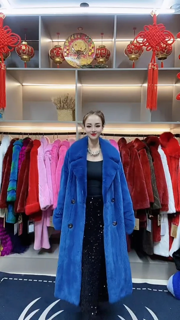 貂皮大衣女经典泰迪长款原版气质整貂进口紫标天鹅绒水貂皮草外套