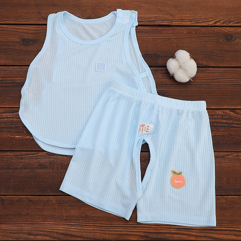 幼儿婴儿衣服夏天薄款女宝宝男宝夏季琵琶两一岁分体套装背心夏装